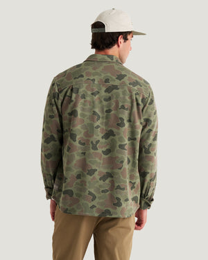 Free Fly Gallatin Overshirt L/S Shirt-Vintage Camo Oil Green— Alternate View