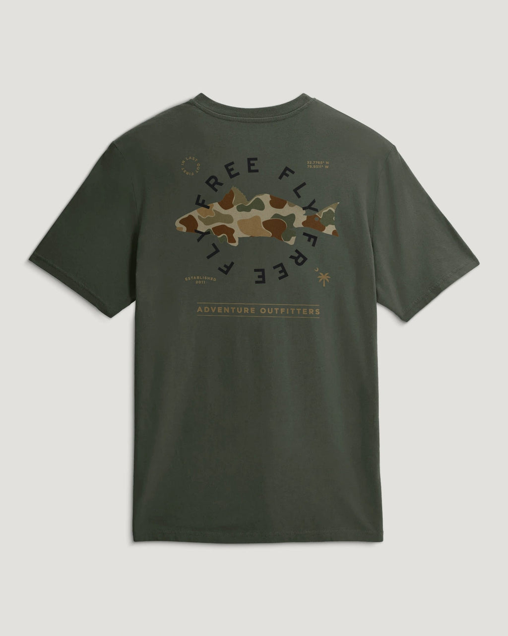 Free Fly Target Species Pocket Tee-Dark Forest