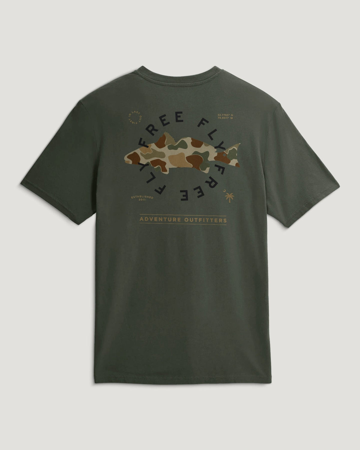 Free Fly Target Species Pocket Tee-Dark Forest