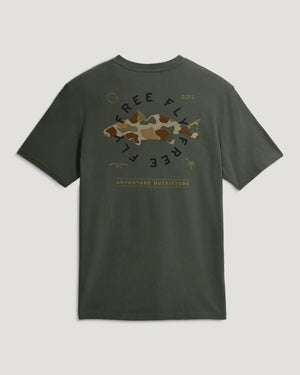 Free Fly Target Species Pocket Tee-Dark Forest