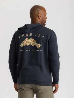 Free Fly Vintage Camo Redfish Hooded Sweatshirt-Black Sand