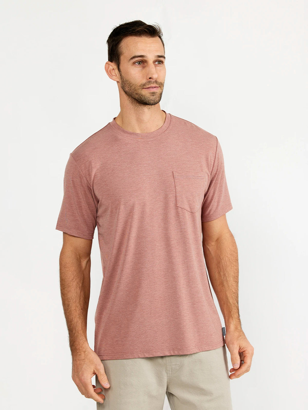 Free Fly Bamboo Flex Pocket Tee-Heather Brick