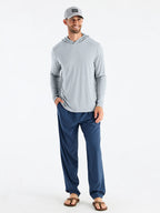 Free Fly Bamboo Shade Hooded L/S Shirt-Heather Aspen Grey
