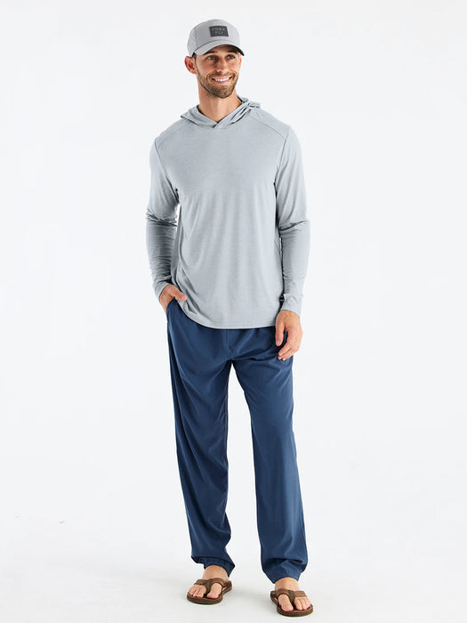 Free Fly Bamboo Shade Hooded L/S Shirt-Heather Aspen Grey