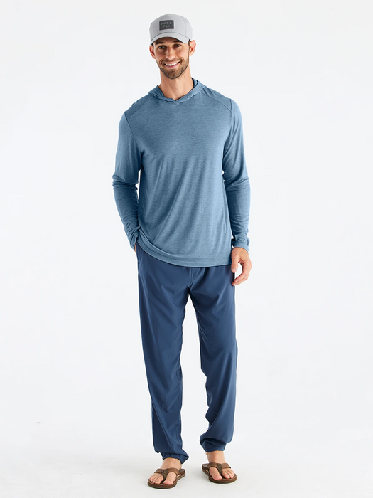 Free Fly Bamboo Shade Hooded L/S Shirt-Heather Slate Blue
