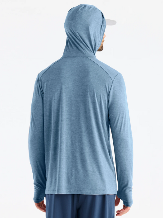 Free Fly Bamboo Shade Hooded L/S Shirt-Heather Slate Blue