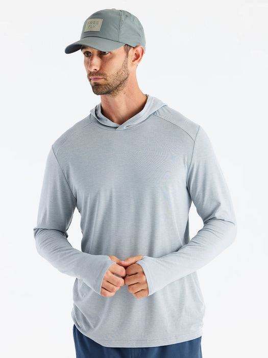 Free Fly Bamboo Shade Hooded L/S Shirt-Heather Aspen Grey