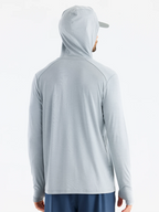 Free Fly Bamboo Shade Hooded L/S Shirt-Heather Aspen Grey