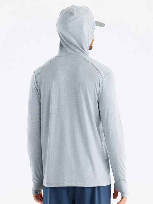Free Fly Bamboo Shade Hooded L/S Shirt-Heather Aspen Grey