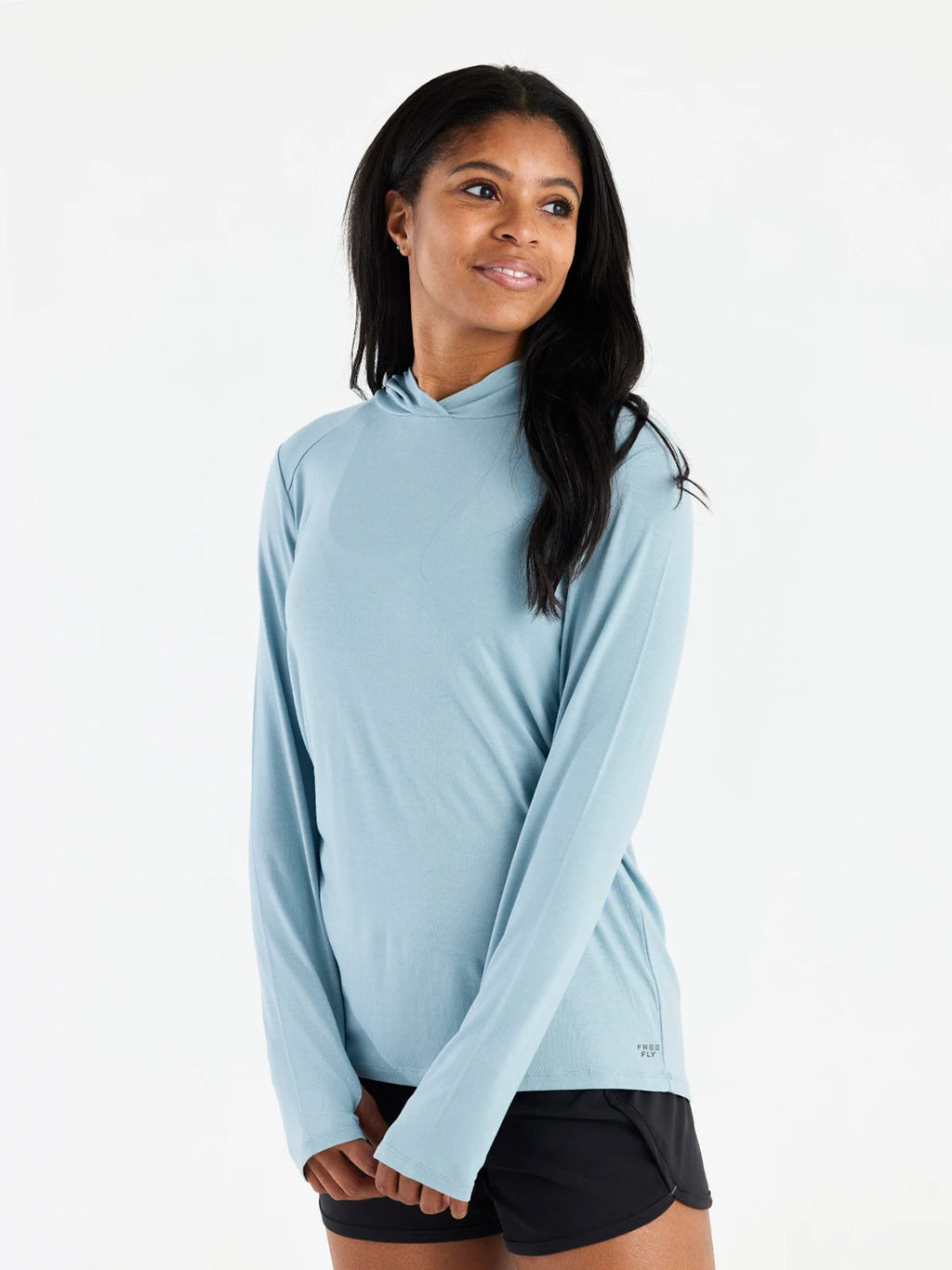 Free Fly Bamboo Shade Lightweight Hooded L/S Shirt-Ocean Mist
