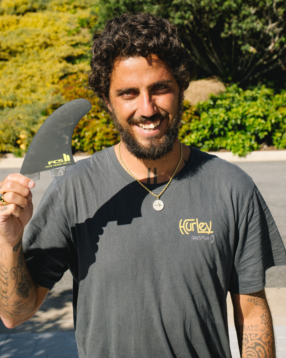 FCS Filipe Toledo PG Tri Fin Set-Black-Large