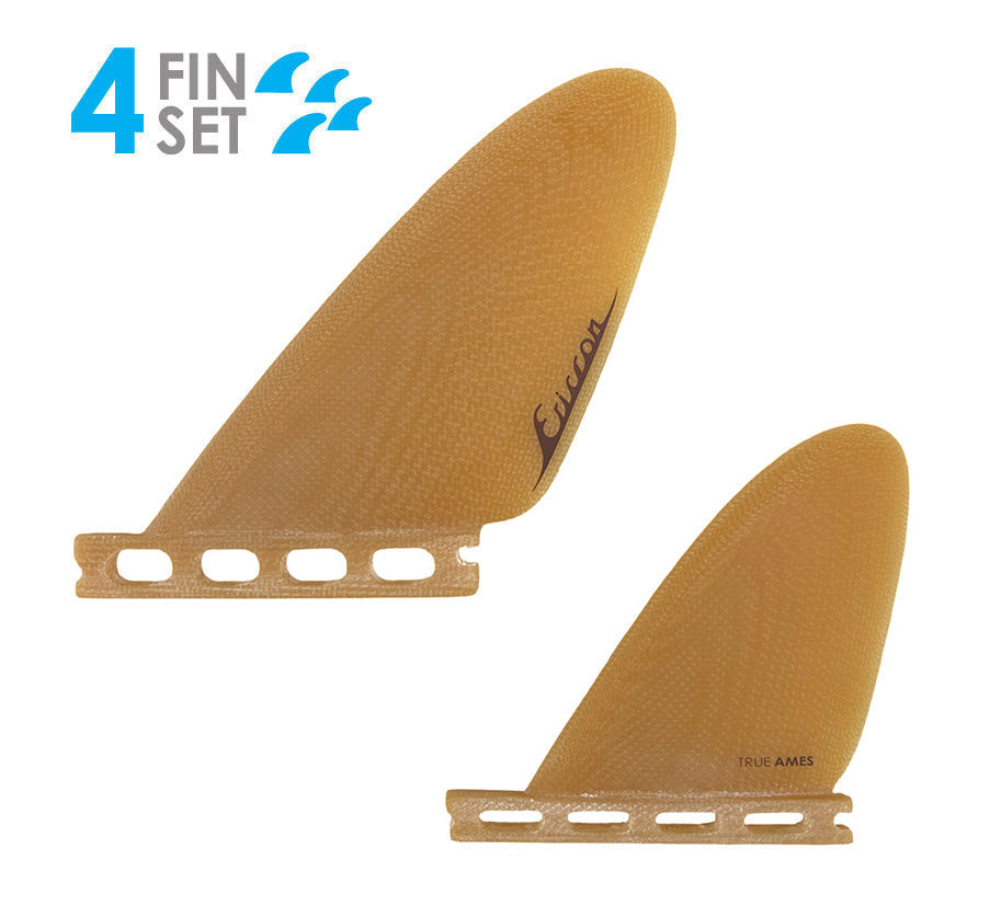 True Ames Ellis Ericson Feathers Fiberglass Quad Fin Set-Golden Hour