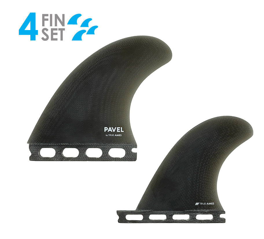 True Ames Pavel Solid Fiberglass Quad Fin Set-Smoke