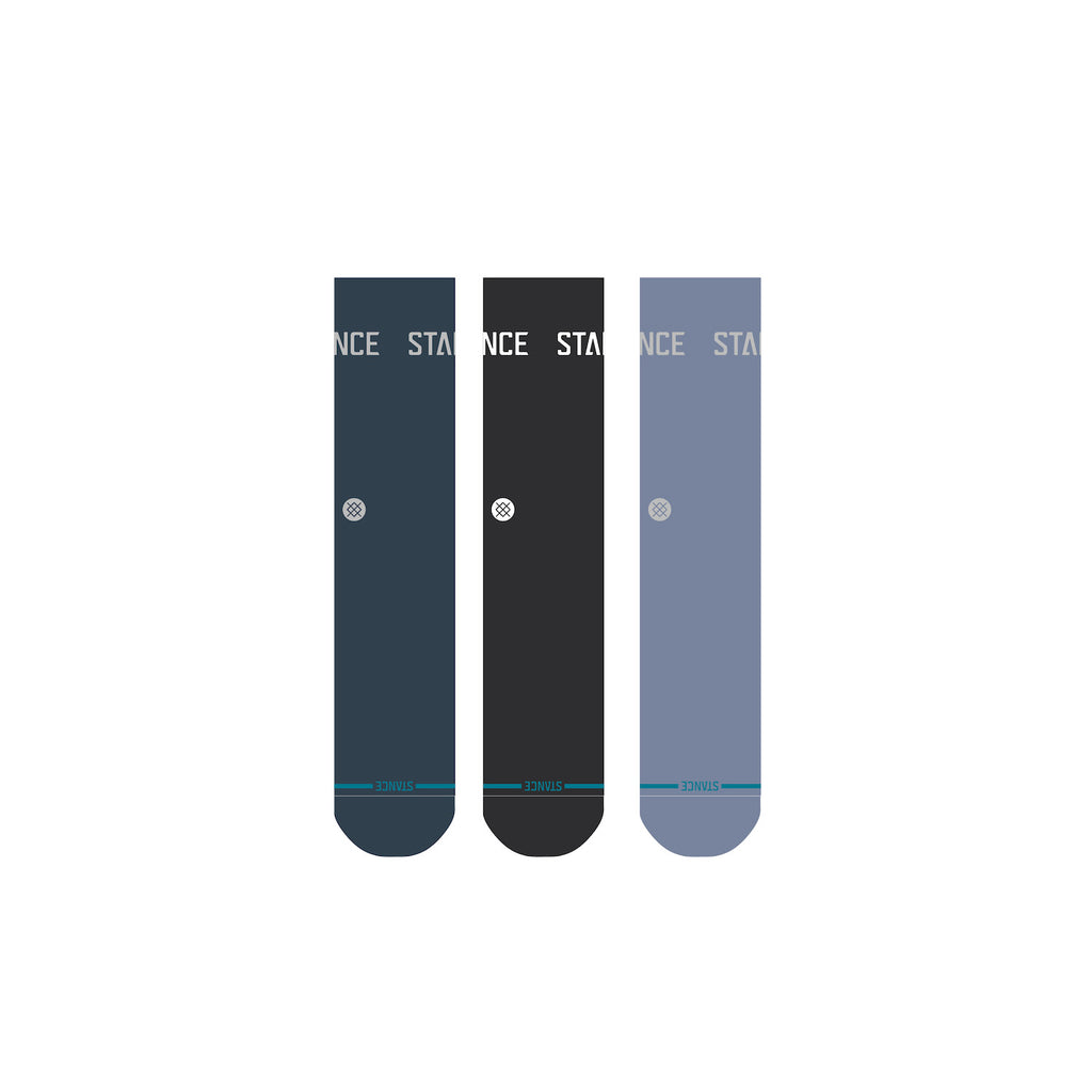 Stance Origin 3 Pack Crew Socks-Indigo