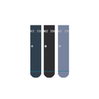 Stance Origin 3 Pack Crew Socks-Indigo