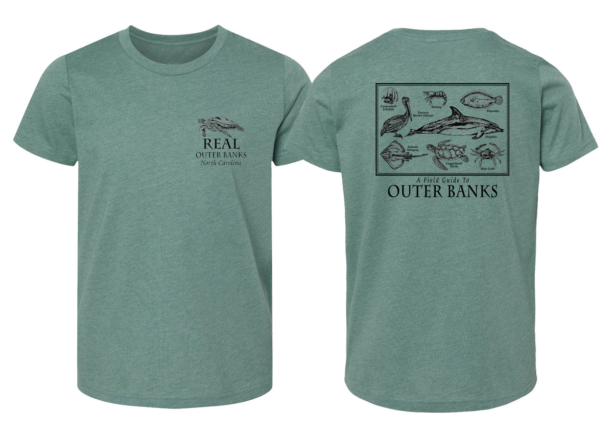 REAL Coastal Field Guide Youth Tee-Heather Dusty Blue