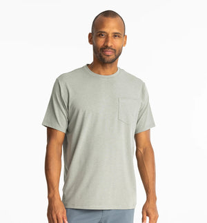 Free Fly Bamboo Flex Pocket Tee-Heather Agave Green