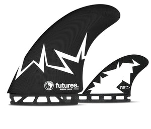 Futures Glenn Pang Fiberglass Twin +1 Fin Set-Black/White