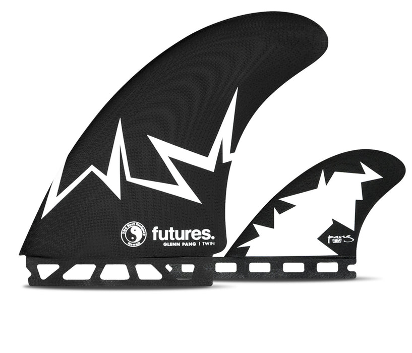 Futures Glenn Pang Fiberglass Twin +1 Fin Set-Black/White