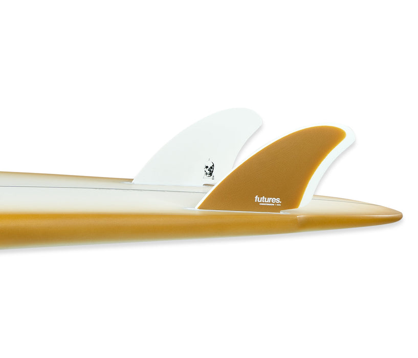 Futures Christenson Keel Fiberglass Twin Fin Set-Brown/White