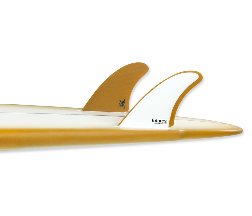 Futures Christenson Fiberglass Twin Fin Set-White/Brown