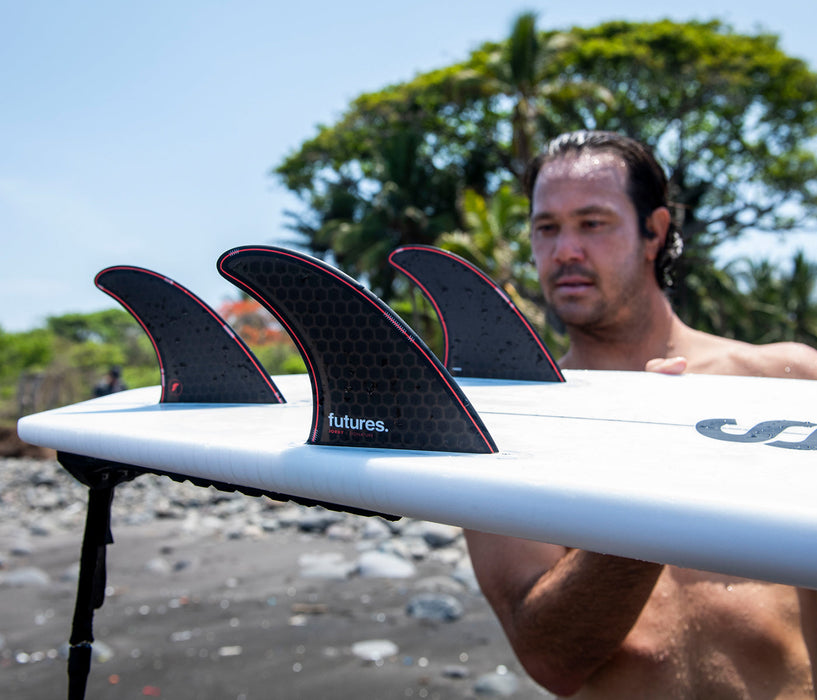 Futures Jordy Honeycomb Tri Fin Set-Black/Red-Large