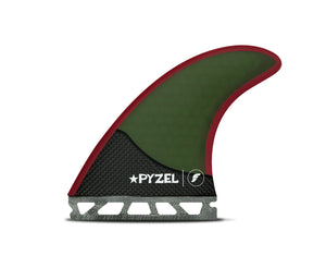 Futures Pyzel Honeycomb/Carbon Tri Fin Set-Green/Red-Medium