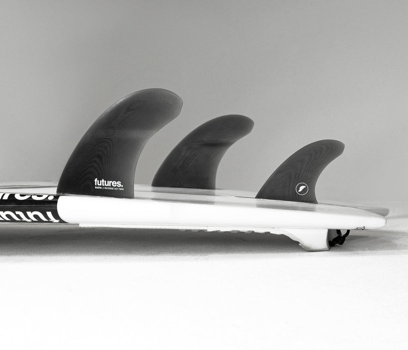 Futures Rasta 3/2 Reverse Fiberglass Twin + 1 Fin Set-Smoke