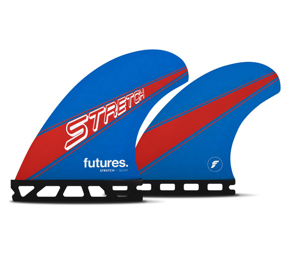 Futures Stretch Quad Honeycomb Quad Fin Set-Blue/Red-Medium — REAL