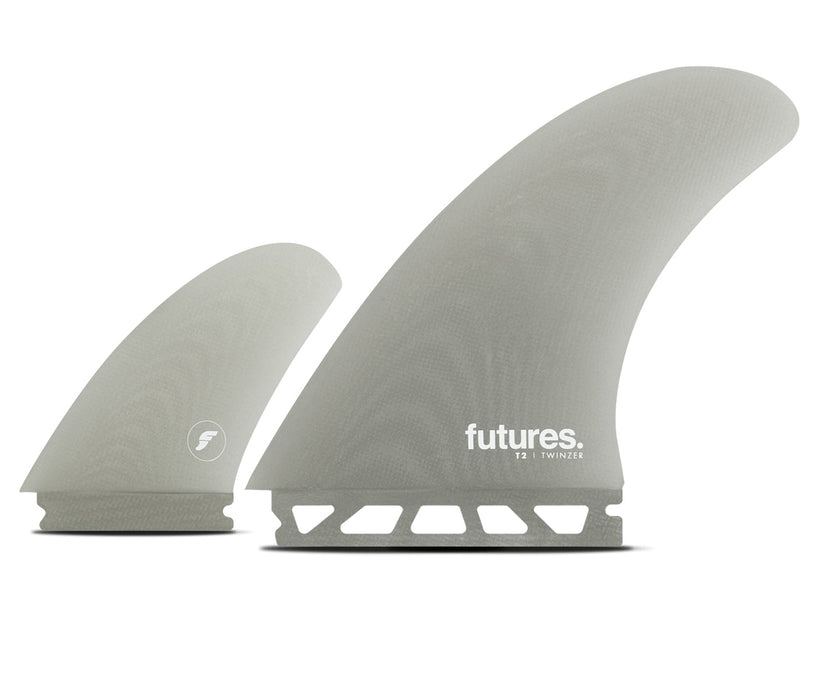 Futures T2 Twinzer Fiberglass Twinzer Fin Set-Smoke-9 Deg