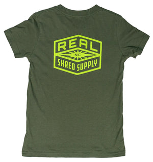 REAL Youth Shred Supply Tee-Military Green