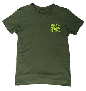 REAL Youth Shred Supply Tee-Military Green— Alternate View