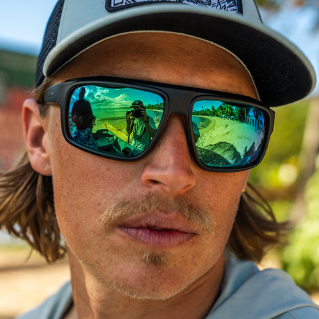 Bajio Greenland Sunglasses-Gray Grass Matte/Green Mir Glass
