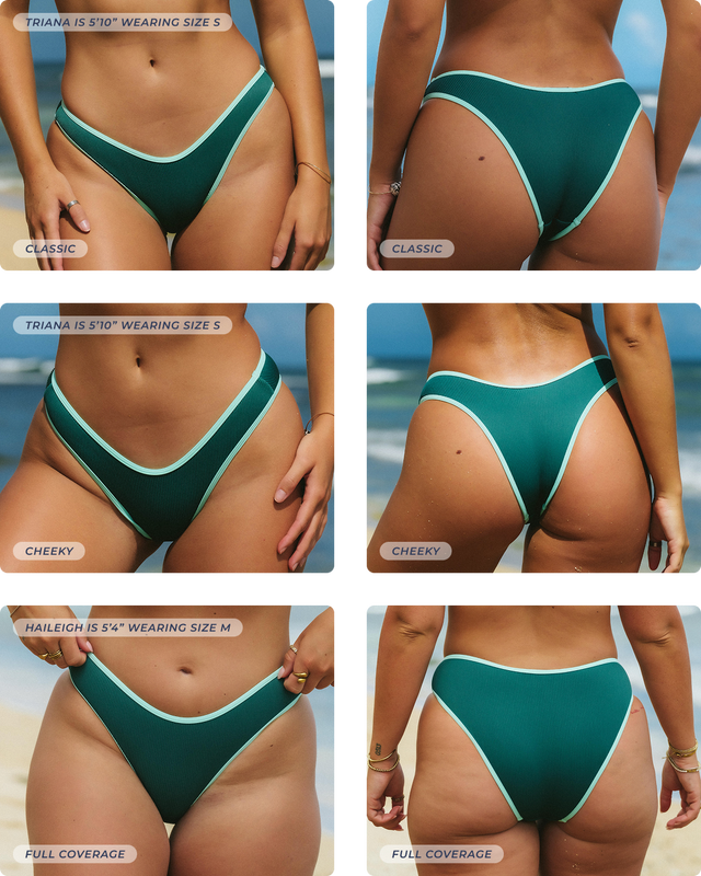 Honey Swim Classic Bottom-Jade Ribbed