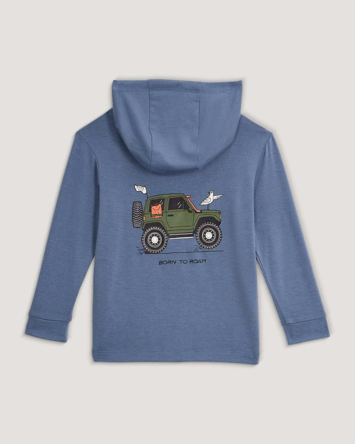 Free Fly Toddler Bamboo Shade Graphic Hooded Sweatshirt-Born To Roam Pacific Blue