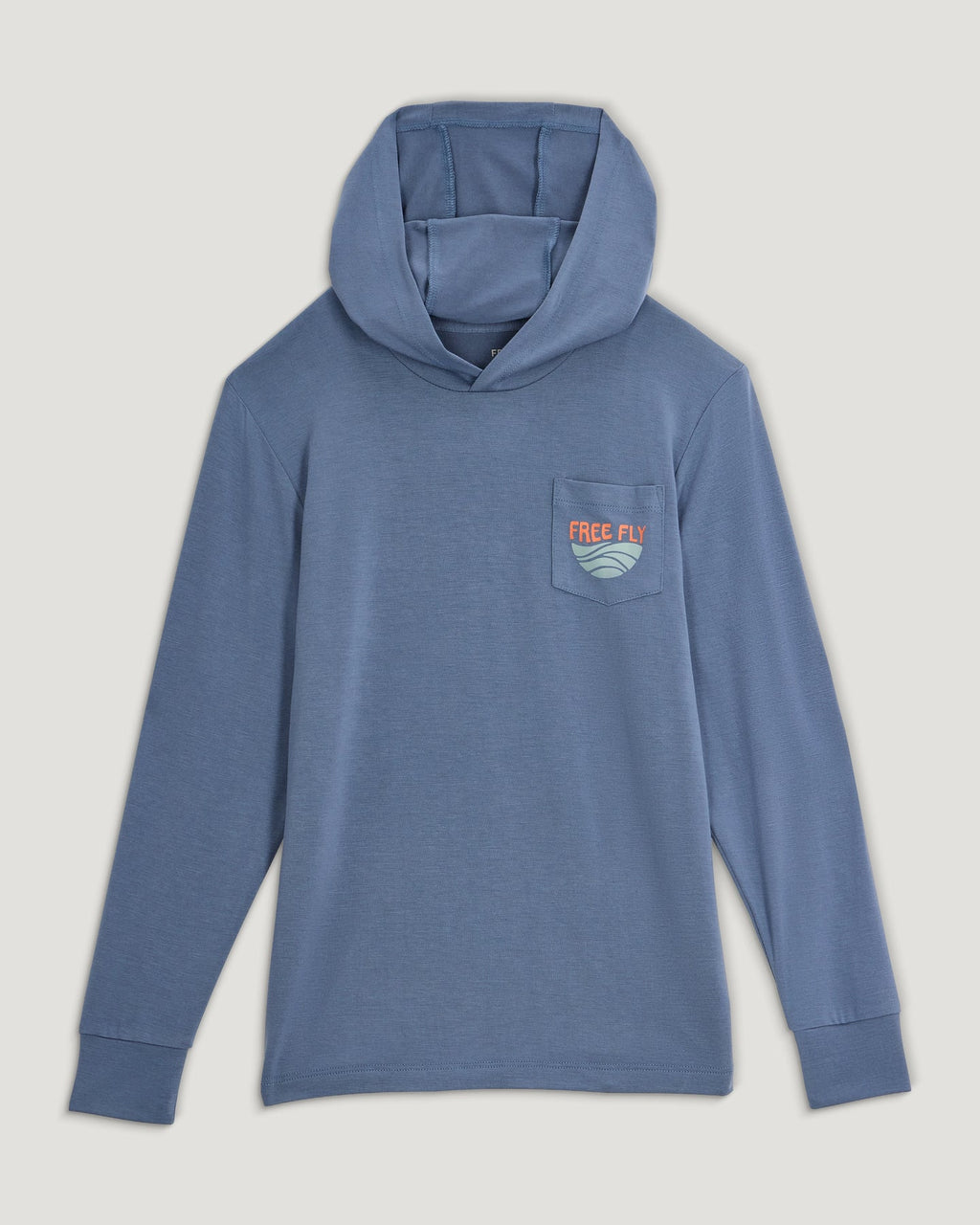 Free Fly Boys Bamboo Shade Graphic Hooded Sweatshirt-Born To Roam Pacific Blue