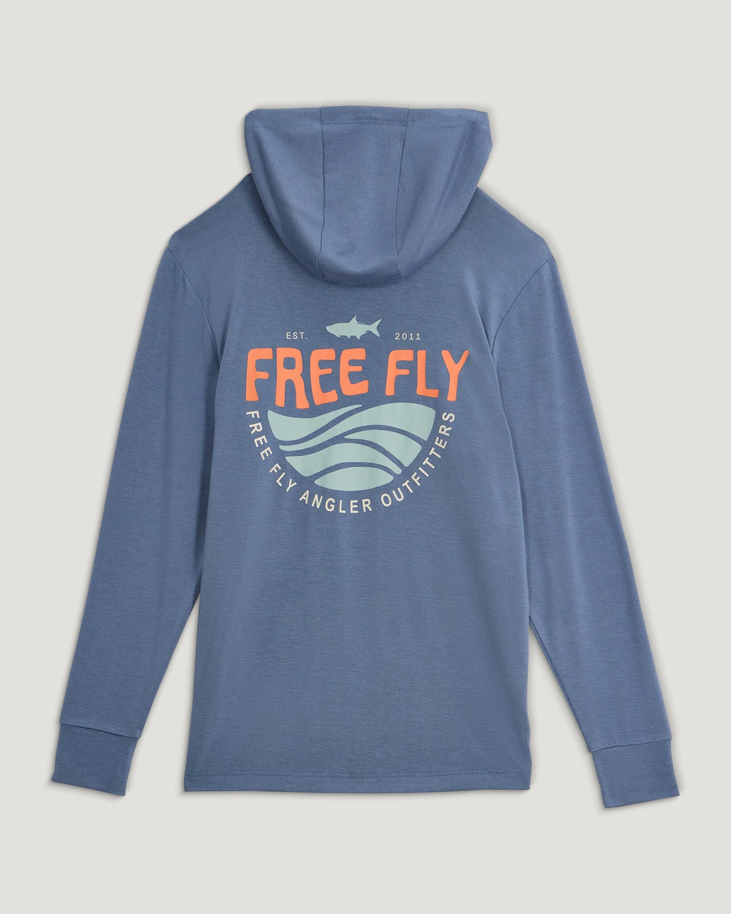 Free Fly Boys Bamboo Shade Graphic Hooded Sweatshirt-Born To Roam Pacific Blue