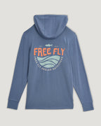 Free Fly Boys Bamboo Shade Graphic Hooded Sweatshirt-Born To Roam Pacific Blue