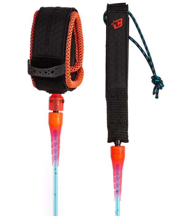 Creatures Comp Leash-Fluro Blue Speckle Fluro Red Black-6'0"