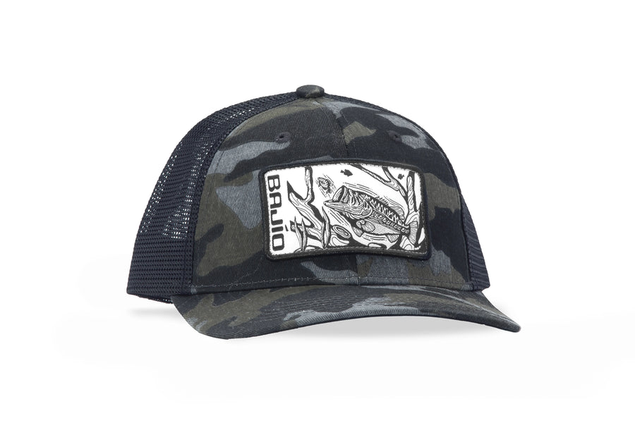 Bajio Large Mouth Patch Hat-Black Camo/Black