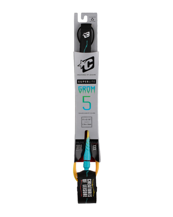 Creatures Lite Superlite Grom Leash-Black Multi-5'0"