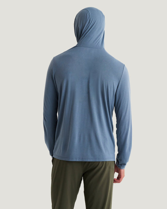 Free Fly Bamboo Lightweight Hooded L/S Shirt-Pacific Blue