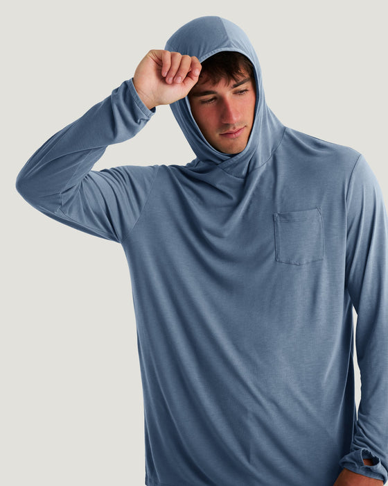 Free Fly Bamboo Lightweight Hooded L/S Shirt-Pacific Blue