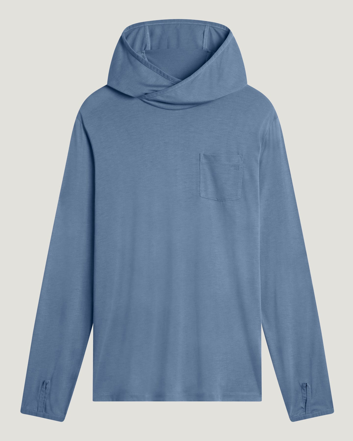Free Fly Bamboo Lightweight Hooded L/S Shirt-Pacific Blue