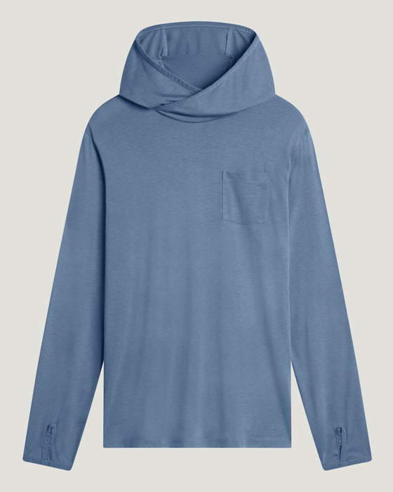 Free Fly Bamboo Lightweight Hooded L/S Shirt-Pacific Blue
