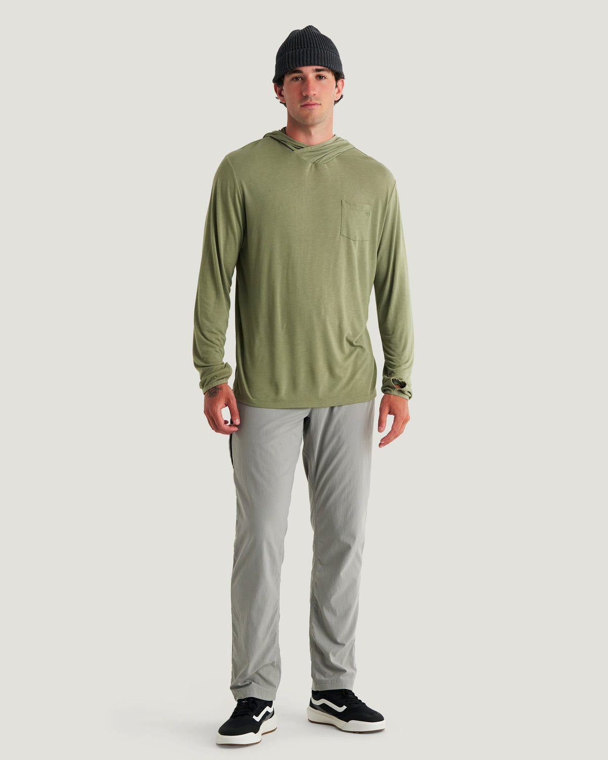 Free Fly Bamboo Lightweight Hooded L/S Shirt-Oil Green