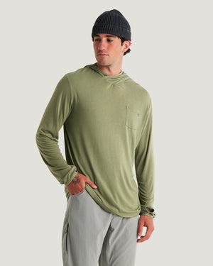 Free Fly Bamboo Lightweight Hooded L/S Shirt-Oil Green