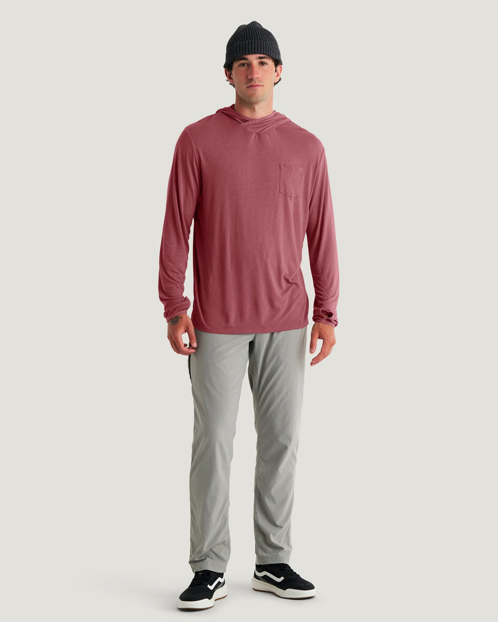 Free Fly Bamboo Lightweight Hooded L/S Shirt-Plum