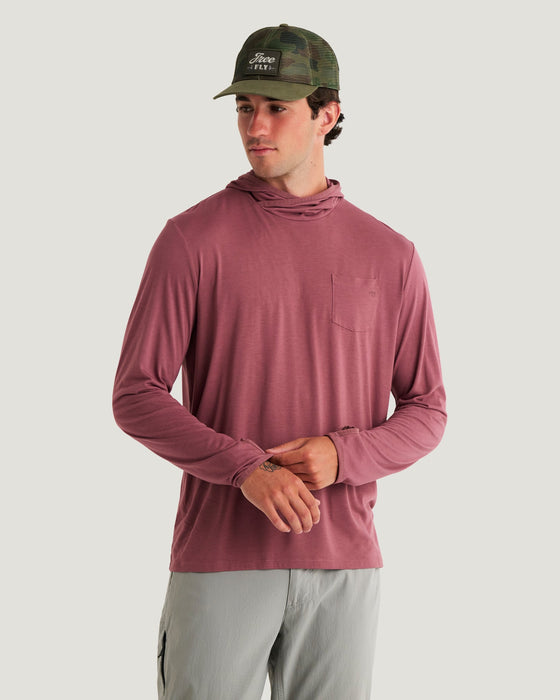 Free Fly Bamboo Lightweight Hooded L/S Shirt-Plum