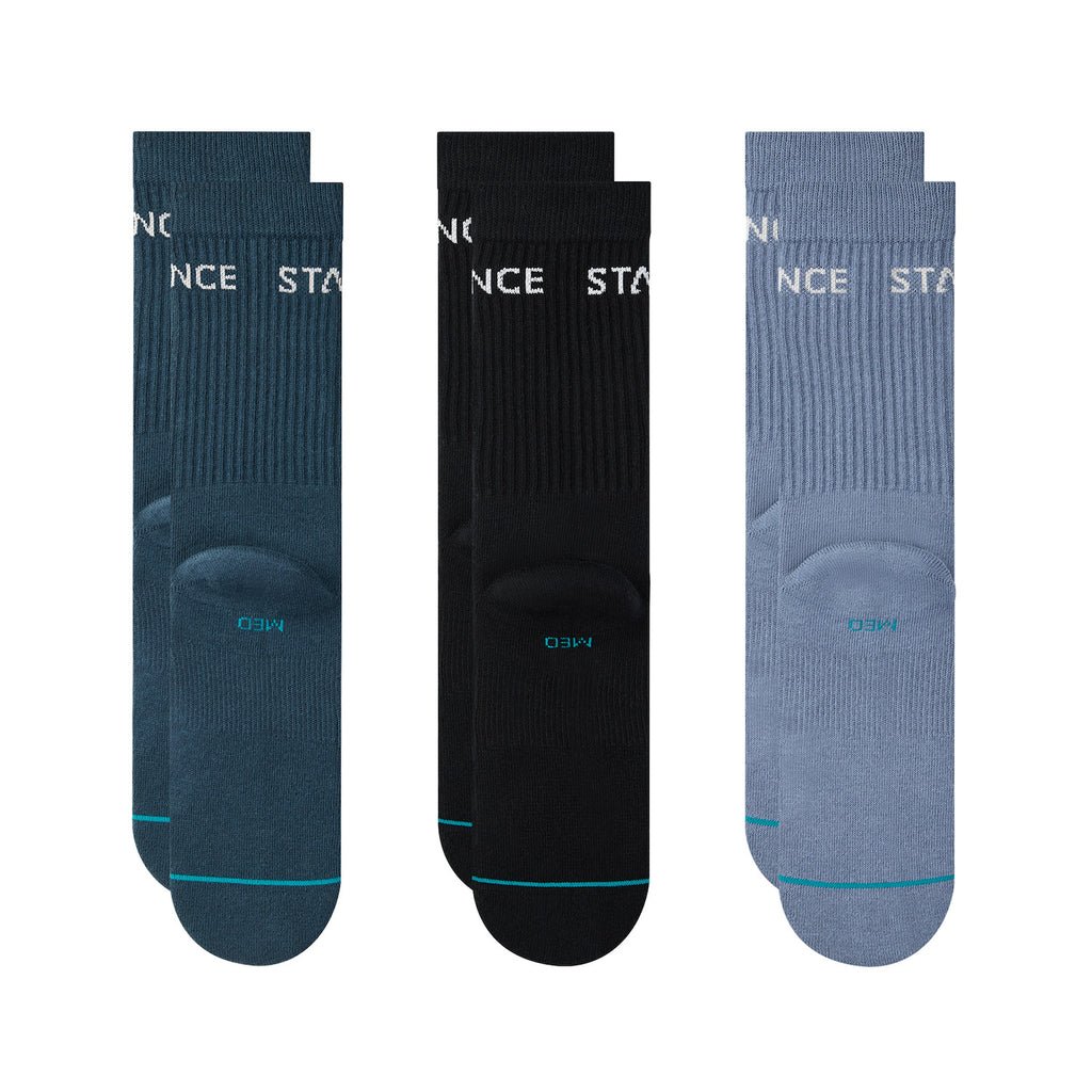 Stance Origin 3 Pack Crew Socks-Indigo